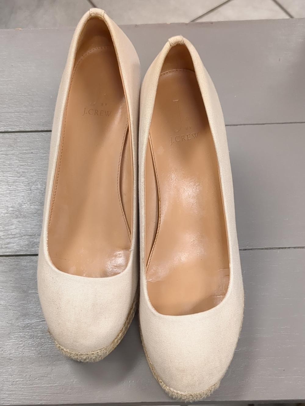 J. Crew Ivory Canvas Espadrille Platform Shoes